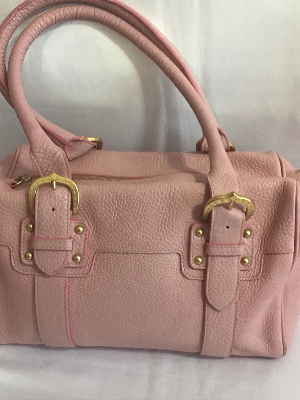 Dooney & Bourke Pink Pebbled Leather Satchel with Gold Hardware